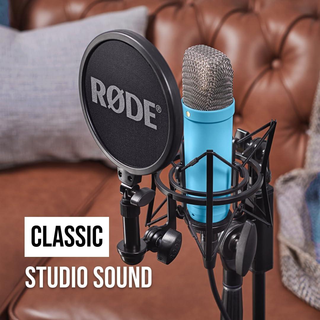 imageRDE NT1 Signature Series LargeDiaphragm Condenser Microphone with Shock Mount Pop Filter and XLR Cable for Music Production Vocal Recording Streaming and Podcasting GreenBlue