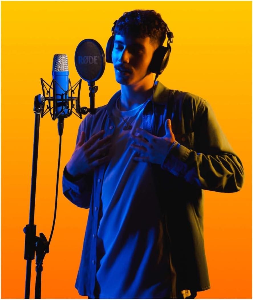 imageRDE NT1 Signature Series LargeDiaphragm Condenser Microphone with Shock Mount Pop Filter and XLR Cable for Music Production Vocal Recording Streaming and Podcasting Cobalt
