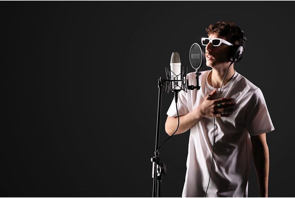 imageRDE NT1 Signature Series LargeDiaphragm Condenser Microphone with Shock Mount Pop Filter and XLR Cable for Music Production Vocal Recording Streaming and Podcasting GreenWhite
