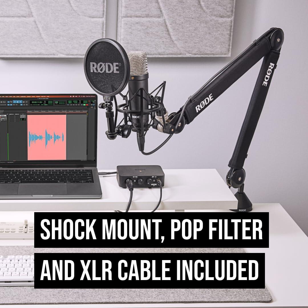 imageRDE NT1 Signature Series LargeDiaphragm Condenser Microphone with Shock Mount Pop Filter and XLR Cable for Music Production Vocal Recording Streaming and Podcasting GreenBlack