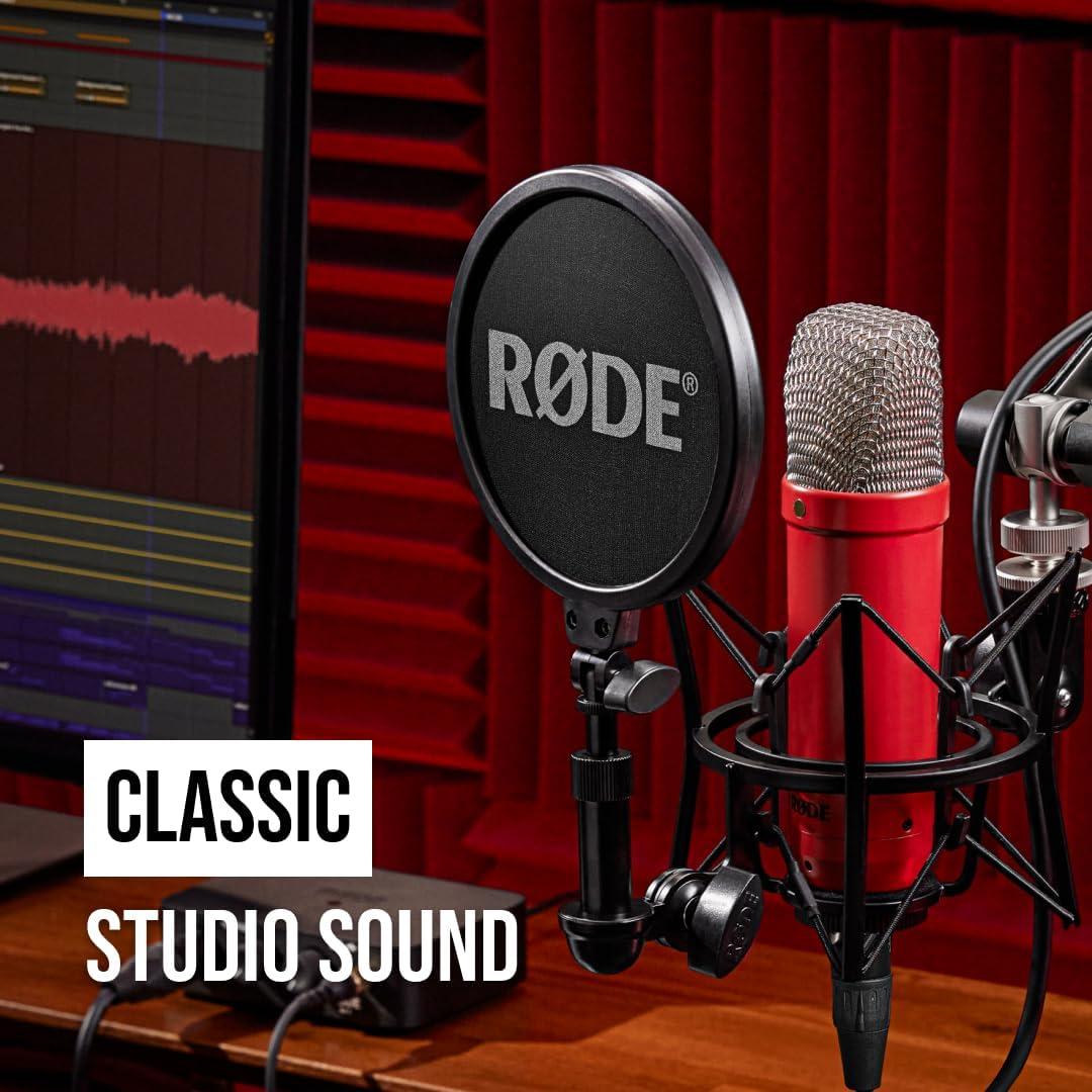 imageRDE NT1 Signature Series LargeDiaphragm Condenser Microphone with Shock Mount Pop Filter and XLR Cable for Music Production Vocal Recording Streaming and Podcasting GreenRed