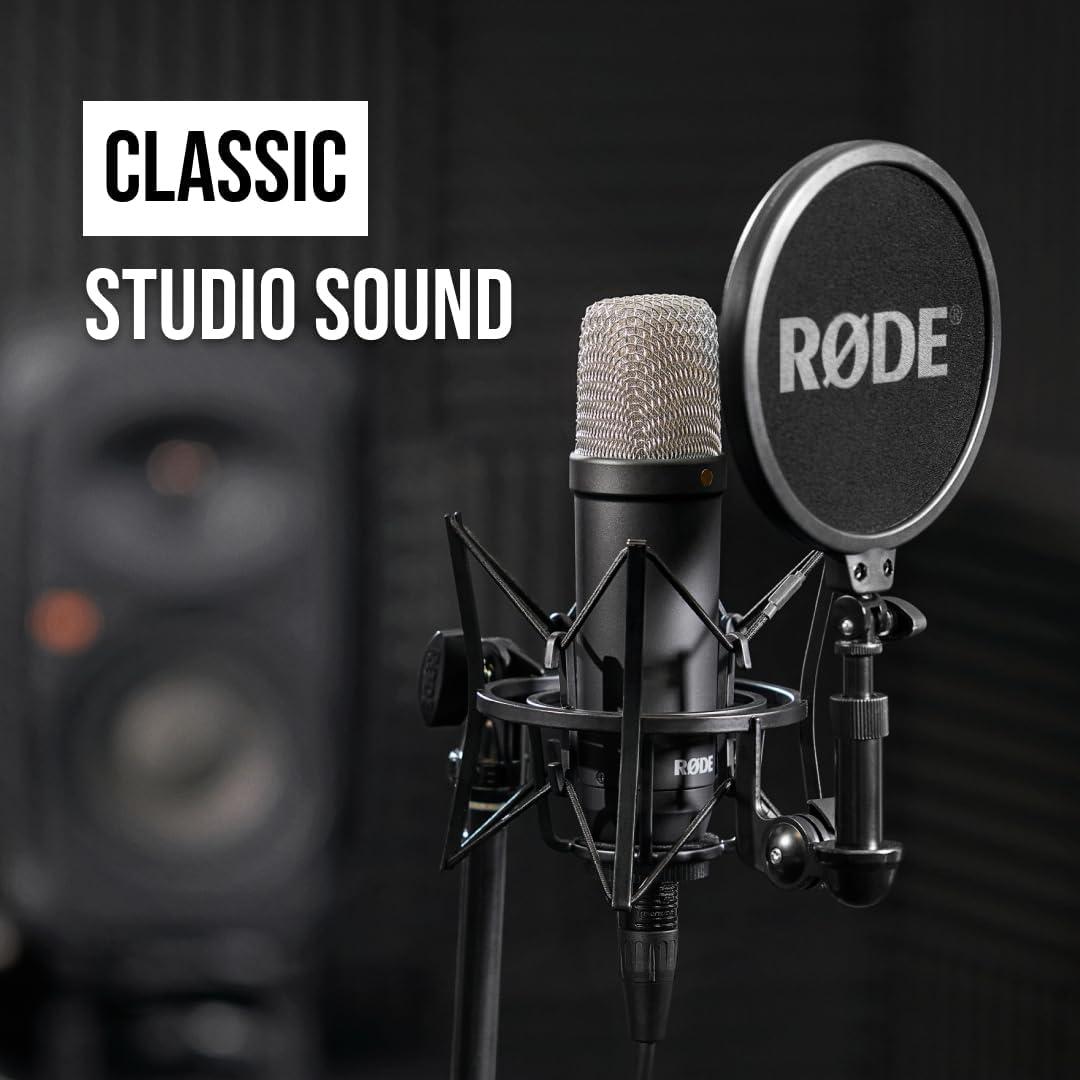 imageRDE NT1 Signature Series LargeDiaphragm Condenser Microphone with Shock Mount Pop Filter and XLR Cable for Music Production Vocal Recording Streaming and Podcasting GreenBlack
