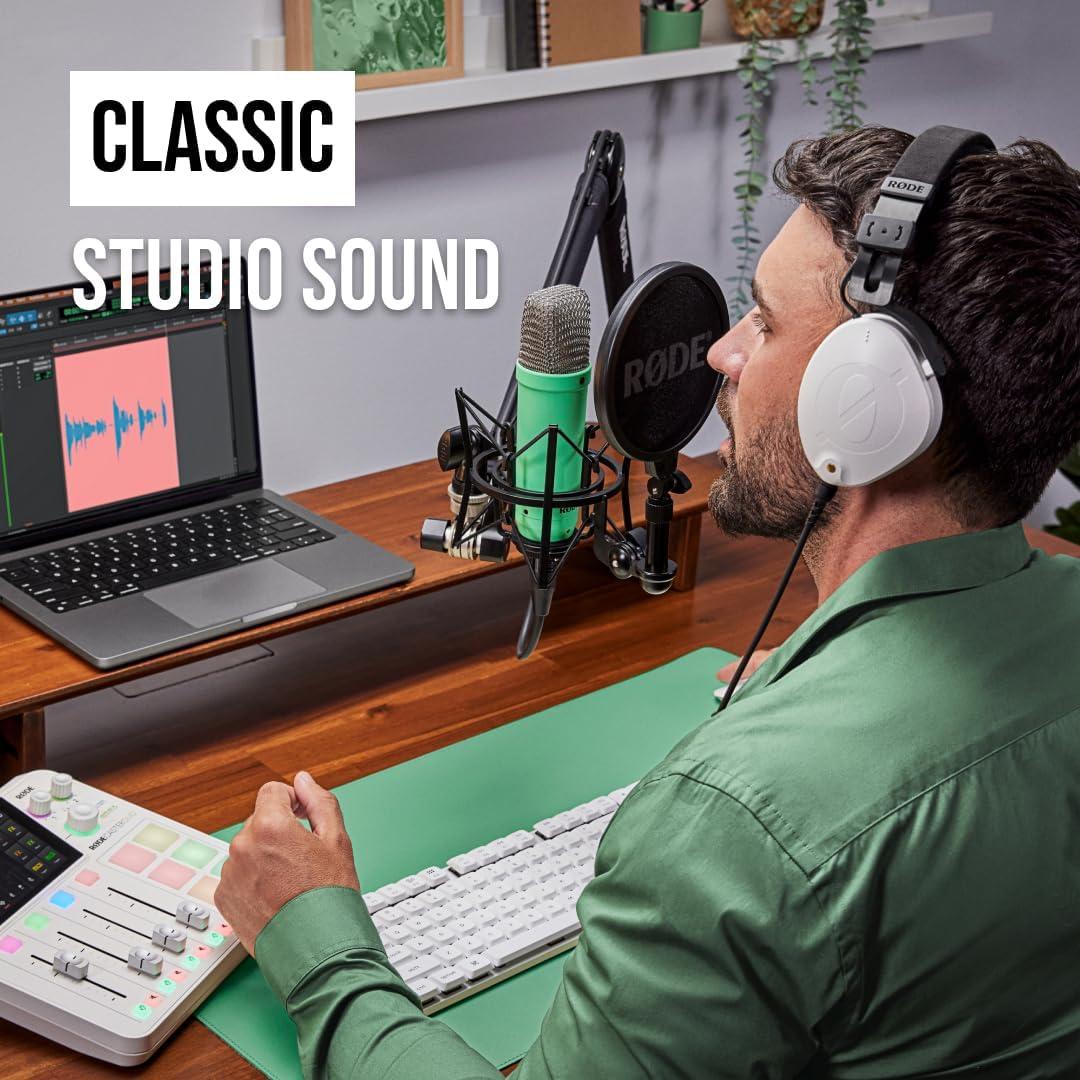 imageRDE NT1 Signature Series LargeDiaphragm Condenser Microphone with Shock Mount Pop Filter and XLR Cable for Music Production Vocal Recording Streaming and Podcasting GreenGreen