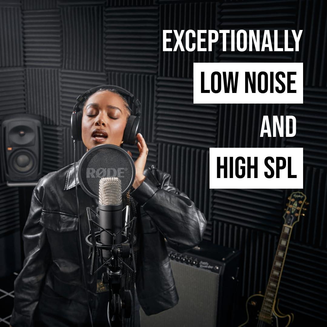 imageRDE NT1 Signature Series LargeDiaphragm Condenser Microphone with Shock Mount Pop Filter and XLR Cable for Music Production Vocal Recording Streaming and Podcasting GreenBlack