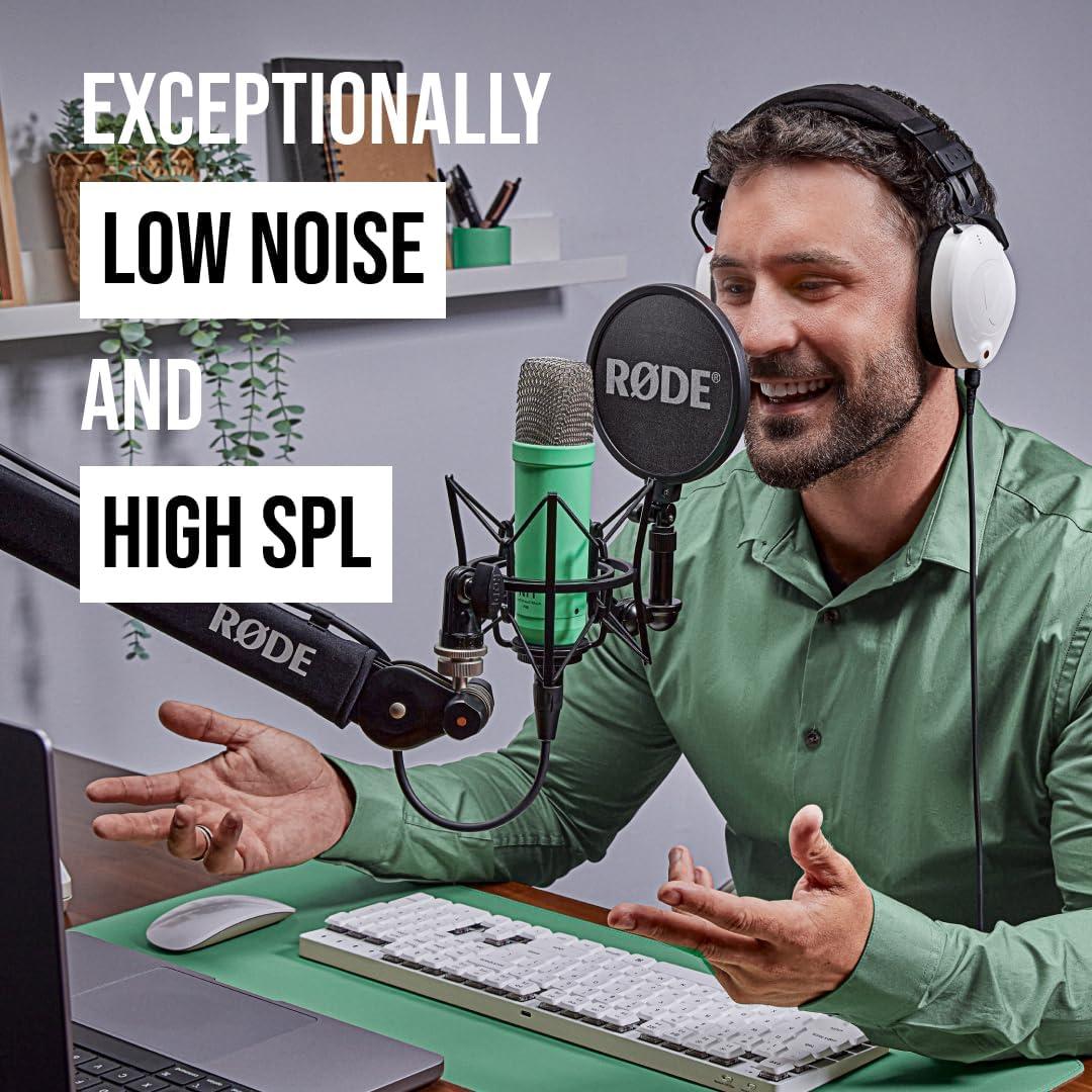imageRDE NT1 Signature Series LargeDiaphragm Condenser Microphone with Shock Mount Pop Filter and XLR Cable for Music Production Vocal Recording Streaming and Podcasting GreenGreen