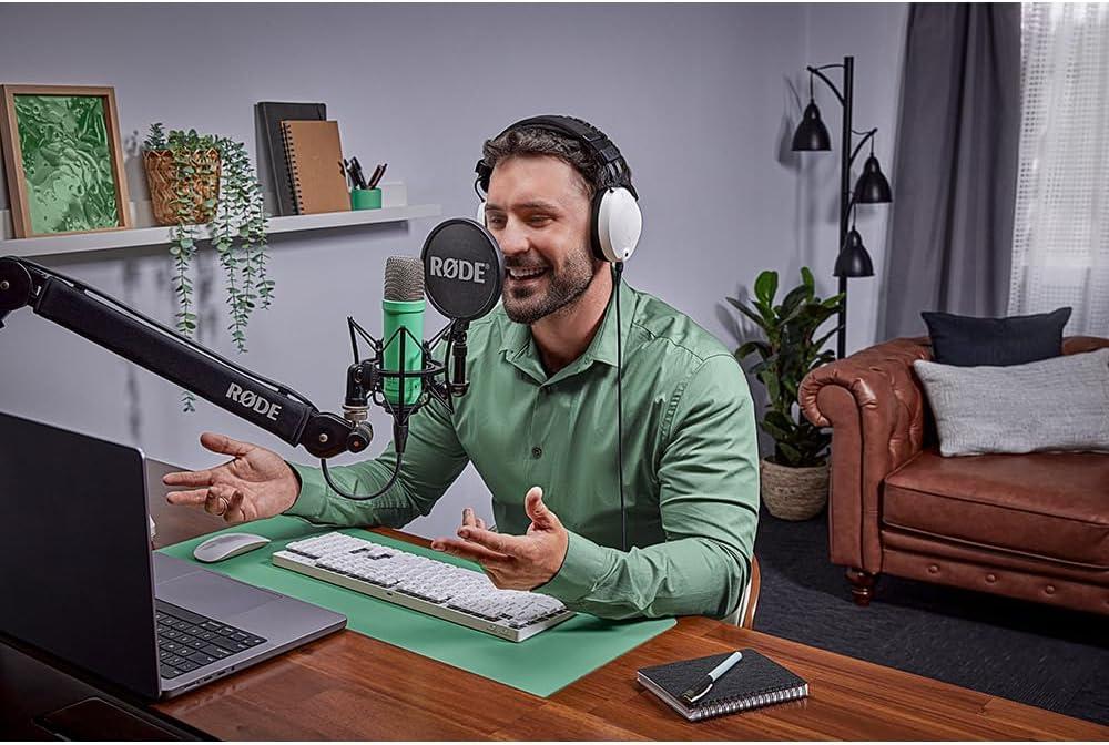 imageRDE NT1 Signature Series LargeDiaphragm Condenser Microphone with Shock Mount Pop Filter and XLR Cable for Music Production Vocal Recording Streaming and Podcasting GreenGreen