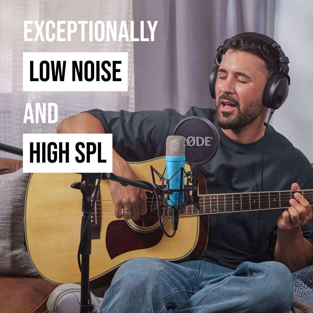 imageRDE NT1 Signature Series LargeDiaphragm Condenser Microphone with Shock Mount Pop Filter and XLR Cable for Music Production Vocal Recording Streaming and Podcasting GreenBlue