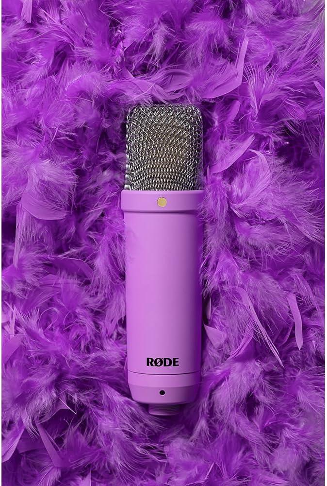 imageRDE NT1 Signature Series LargeDiaphragm Condenser Microphone with Shock Mount Pop Filter and XLR Cable for Music Production Vocal Recording Streaming and Podcasting GreenPurple