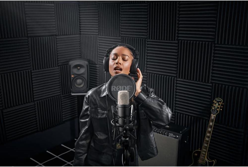 imageRDE NT1 Signature Series LargeDiaphragm Condenser Microphone with Shock Mount Pop Filter and XLR Cable for Music Production Vocal Recording Streaming and Podcasting GreenBlack