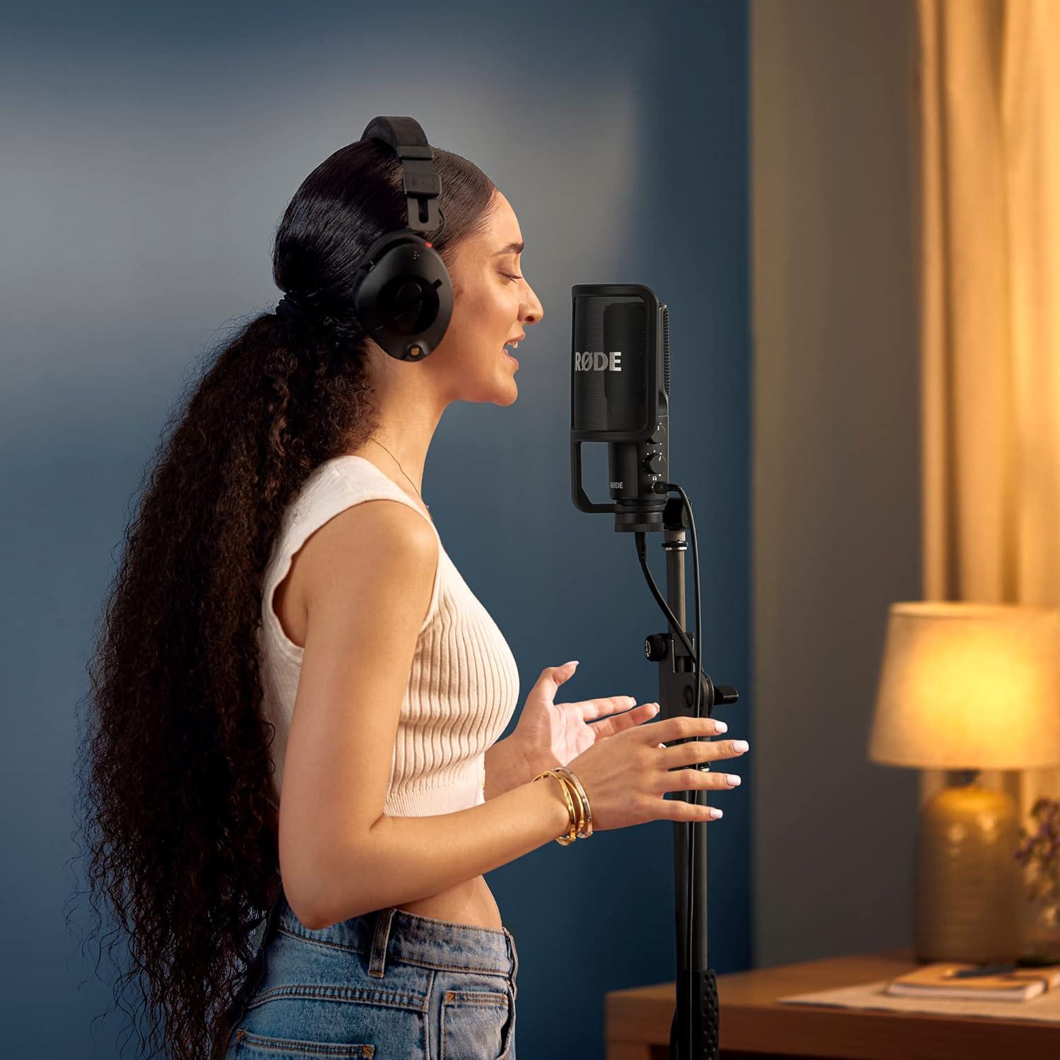 imageRDE NTUSB Versatile Studioquality Condenser USB Microphone with Pop Filter and Tripod for Streaming Gaming Podcasting Music Production Vocal and Instrument RecordingBlack