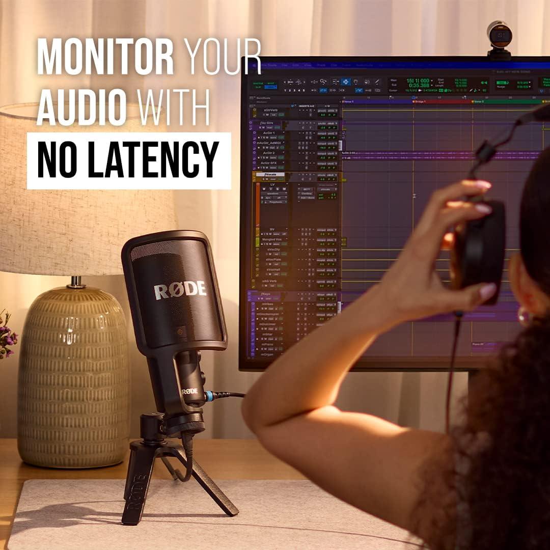 imageRDE NTUSB Versatile Studioquality Condenser USB Microphone with Pop Filter and Tripod for Streaming Gaming Podcasting Music Production Vocal and Instrument RecordingBlack