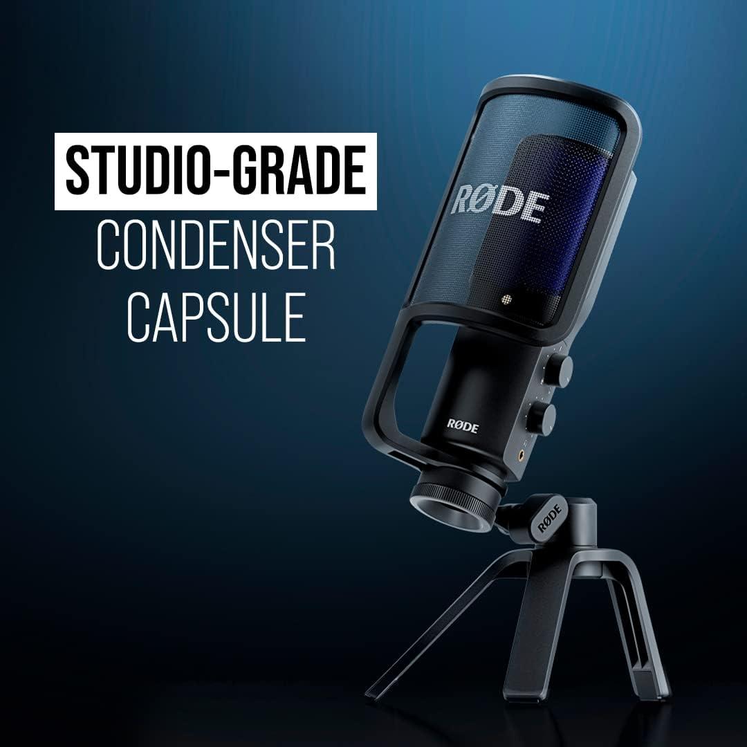 imageRDE NTUSB Versatile Studioquality Condenser USB Microphone with Pop Filter and Tripod for Streaming Gaming Podcasting Music Production Vocal and Instrument RecordingBlack