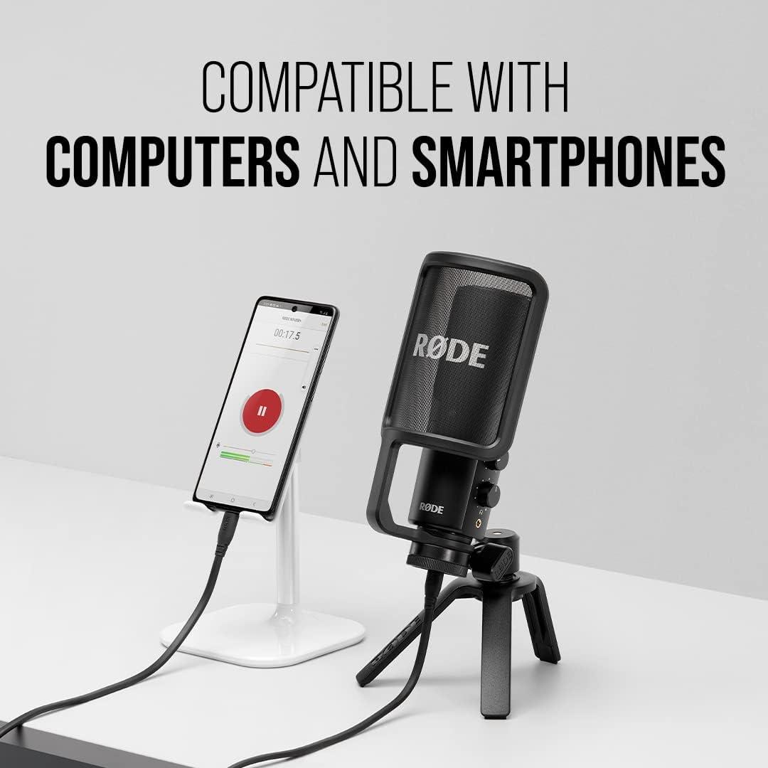 imageRDE NTUSB Versatile Studioquality Condenser USB Microphone with Pop Filter and Tripod for Streaming Gaming Podcasting Music Production Vocal and Instrument RecordingBlack