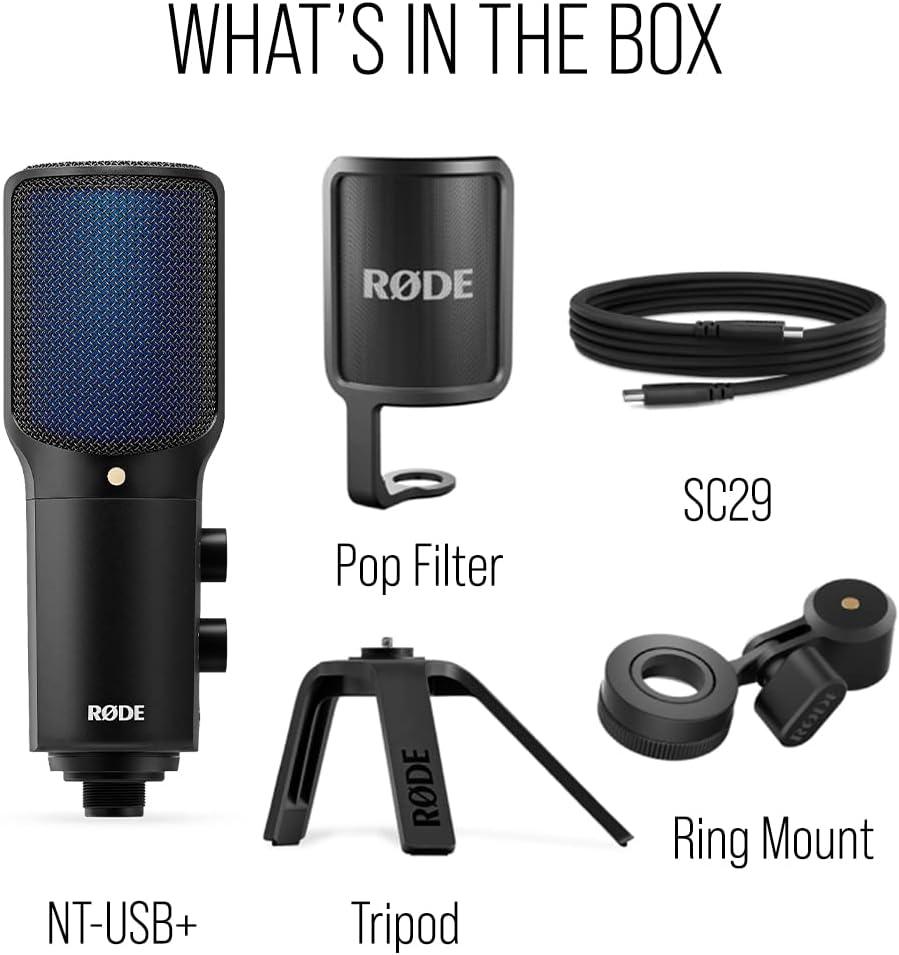 imageRDE NTUSB Versatile Studioquality Condenser USB Microphone with Pop Filter and Tripod for Streaming Gaming Podcasting Music Production Vocal and Instrument RecordingBlack