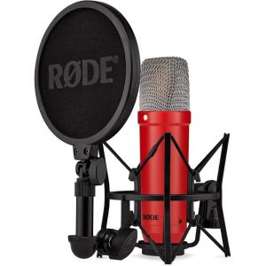 imageRDE NT1 Signature Series LargeDiaphragm Condenser Microphone with Shock Mount Pop Filter and XLR Cable for Music Production Vocal Recording Streaming and Podcasting GreenRed