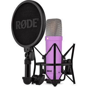 imageRDE NT1 Signature Series LargeDiaphragm Condenser Microphone with Shock Mount Pop Filter and XLR Cable for Music Production Vocal Recording Streaming and Podcasting GreenPurple