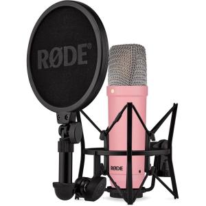 imageRDE NT1 Signature Series LargeDiaphragm Condenser Microphone with Shock Mount Pop Filter and XLR Cable for Music Production Vocal Recording Streaming and Podcasting GreenPink